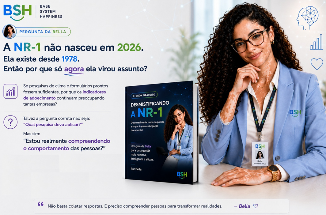 Bella apresentando o e-book Desmistificando a NR-1